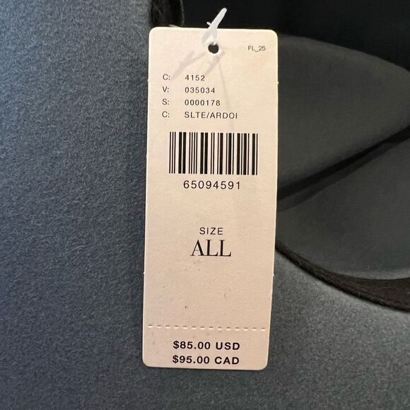 Anthropologie Wyeth Adrian Charcoal Slate Grey Wide Brim Rancher Hat Brand New - Picture 6 of 8